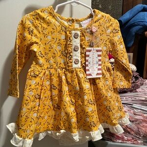 Yellow Floral Long Sleeve Dress